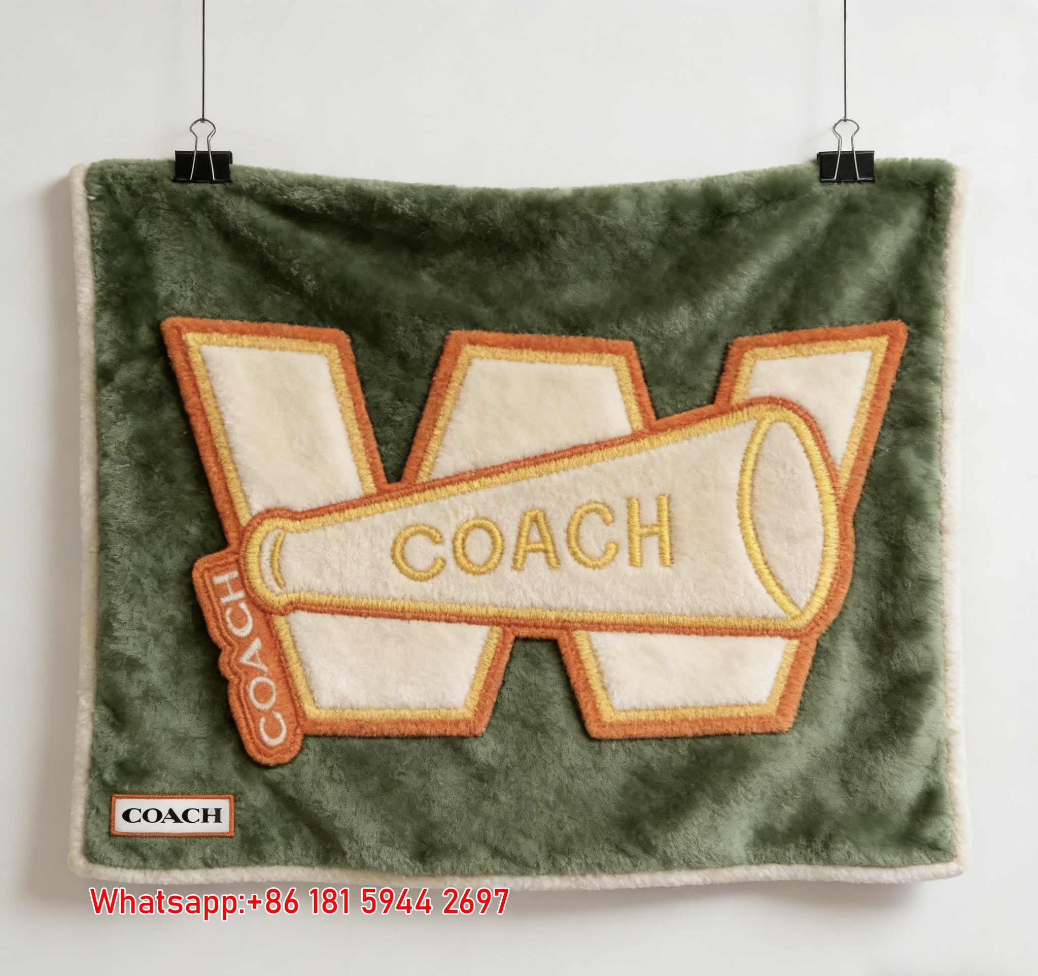 Coach Vintage Red Bunny Signature Flannel Throw Blanket C329